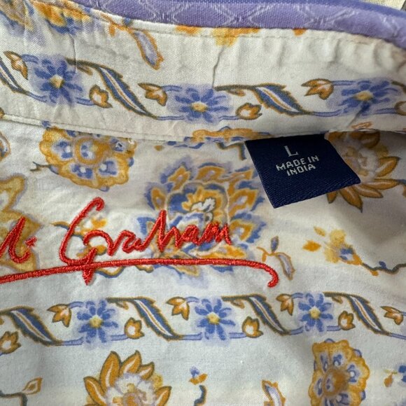 Robert Graham Button Front Shirt Mens Large Striped Long‎ Sleeve TP-3353 - Picture 9 of 12